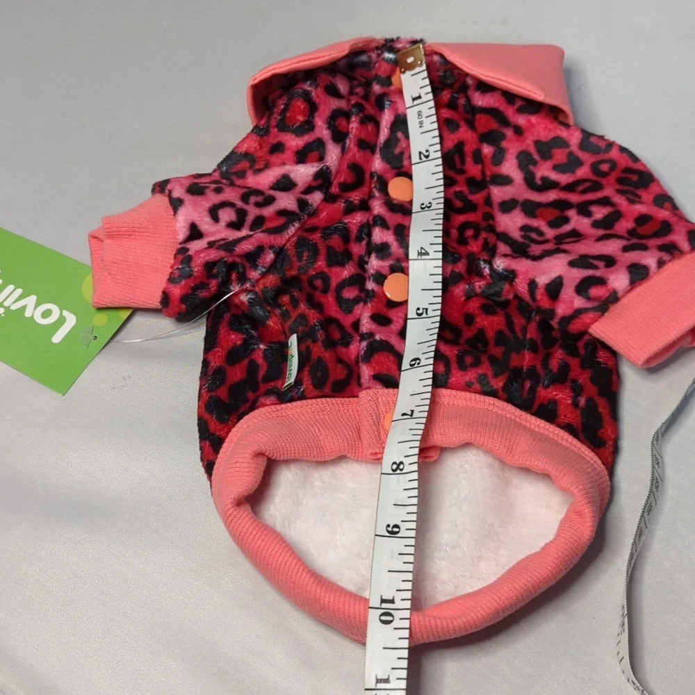 Lovinpet Pink Animal Print Fleece Dog Sweater Size XS